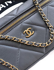 Colestore Chanel Vanity with Chain Grained Shiny Calfskin & Gold-Tone Metal Dark Grey 17x19.5x5cm - 2