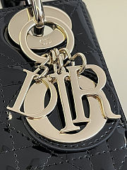 Colestore Dior Mini Lady Dior Bag Black Patent Cannage Calfskin Gold Hardware 17x7x15cm - 6