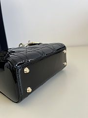 Colestore Dior Mini Lady Dior Bag Black Patent Cannage Calfskin Gold Hardware 17x7x15cm - 5