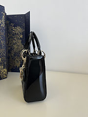 Colestore Dior Mini Lady Dior Bag Black Patent Cannage Calfskin Gold Hardware 17x7x15cm - 4