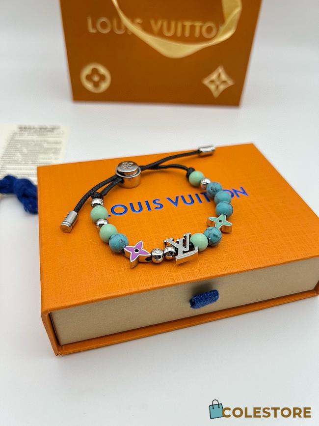 Colestore Louis Vuitton Beads Gunmetal Tone Cord Bracelet  - 1