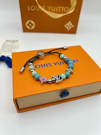 Colestore Louis Vuitton Beads Gunmetal Tone Cord Bracelet 