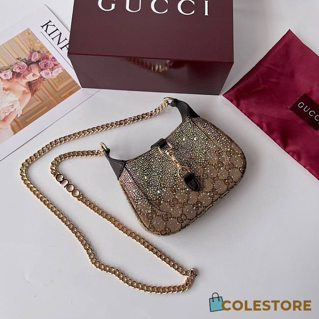 Colestore Gucci Jackie Notte Trummed Crystal Embellished Small Shoulder Bag 19.5x18x3.5 cm - 1