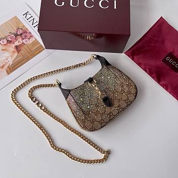 Colestore Gucci Jackie Notte Trummed Crystal Embellished Small Shoulder Bag 19.5x18x3.5 cm