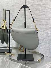 Colestore Dior Saddle Bag with Strap Stone Gray Grained Calfskin 25.5 x 20 x 6.5 cm - 4