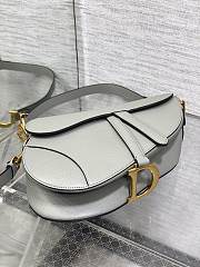 Colestore Dior Saddle Bag with Strap Stone Gray Grained Calfskin 25.5 x 20 x 6.5 cm - 2