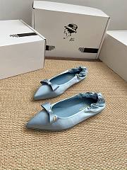 Colestore Chanel Ballerina Shoes Silk Satin Fabric Blue - 1