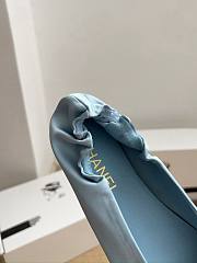 Colestore Chanel Ballerina Shoes Silk Satin Fabric Blue - 6