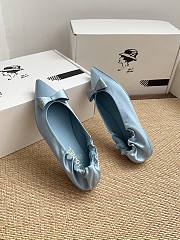 Colestore Chanel Ballerina Shoes Silk Satin Fabric Blue - 3