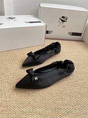 Colestore Chanel Ballerina Shoes Silk Satin Fabric Black - 1