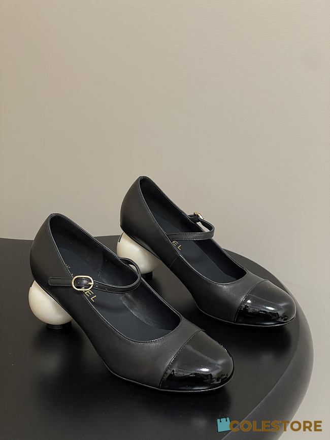 Colestore Chanel Mary Janes Lambskin, Shiny Calfskin & Faux Pearl Black - 1