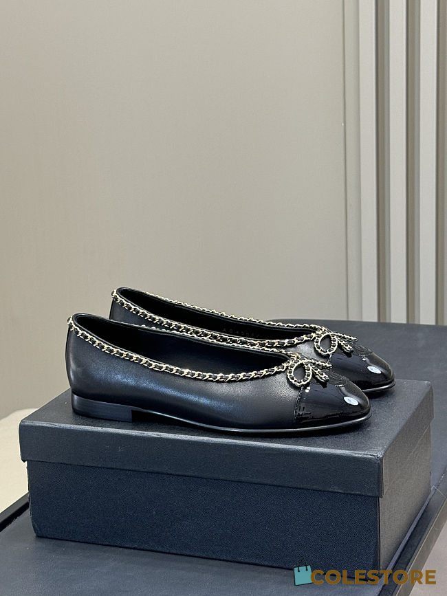 Colestore Chanel Ballerina Shoes Lambskin & Glossy Calfskin Black 1.5cm - 1
