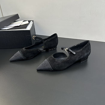 Colestore Chanel Mary Janes Satin, Glitter & Grosgrain Black