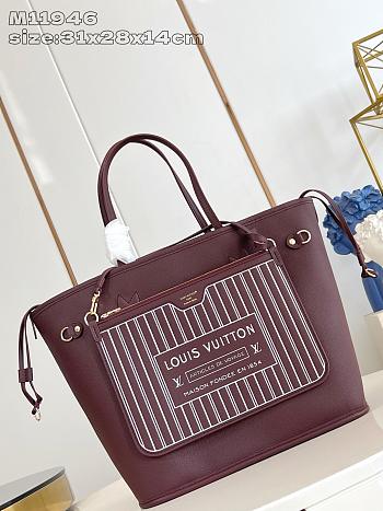 Colestore Louis Vuitton Neverfull Inside Out MM Monogram Garnet Red 31 x 28 x 14 cm