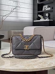 Colestore Chanel 19 Flap Bag Quilted Leather Medium Dark Grey 16x26x9cm - 1
