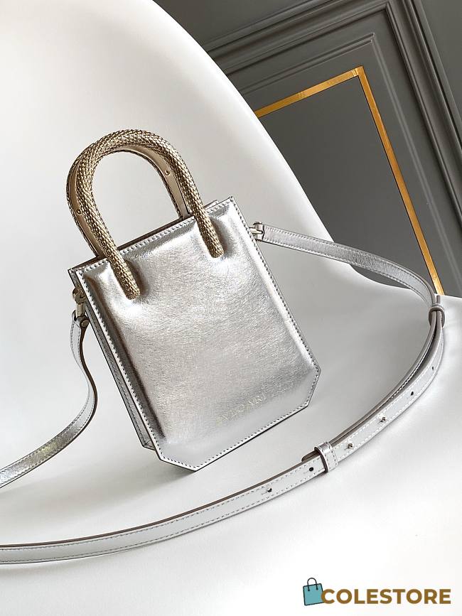 	 Colestore Bulgari Silver Calf leather Serpentine Tote 13 x 17.5 x 5.5 cm - 1