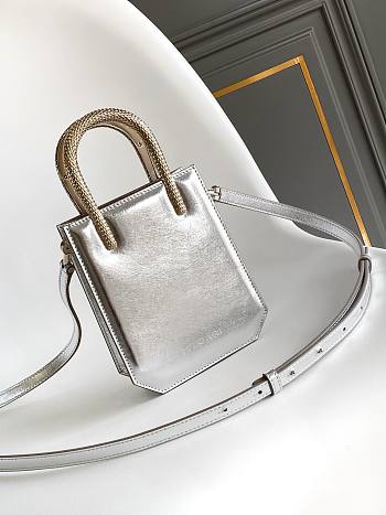 	 Colestore Bulgari Silver Calf leather Serpentine Tote 13 x 17.5 x 5.5 cm