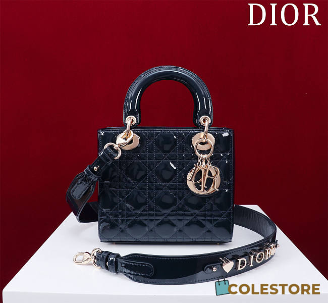 Colestore Dior Small Lady Dior My ABC Dior Bag Navy Patent Cannage Calfskin 20x16x8cm - 1