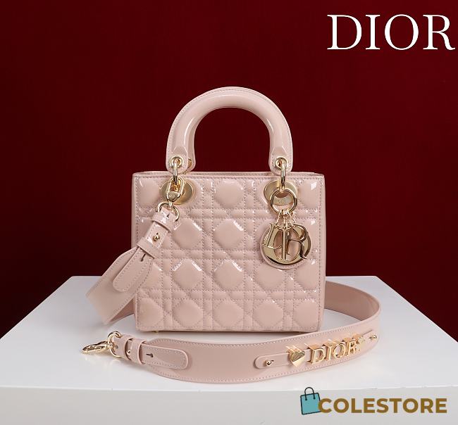 Colestore Dior Small Lady Dior My ABC Dior Bag Powder Pink Patent Cannage Calfskin 20x16x8cm - 1