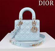 Colestore Dior Small Lady Dior My ABC Dior Bag Powder Blue Patent Cannage Calfskin 20x16x8cm - 1