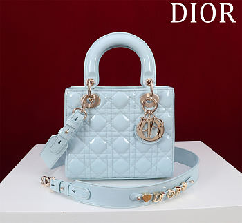 Colestore Dior Small Lady Dior My ABC Dior Bag Powder Blue Patent Cannage Calfskin 20x16x8cm