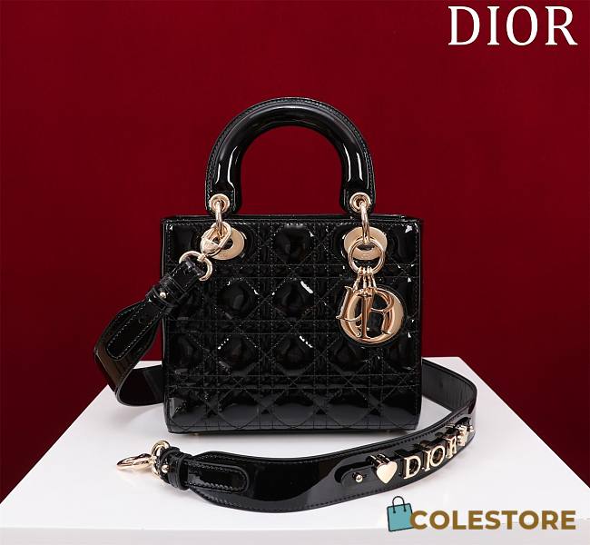 Colestore Dior Small Lady Dior My ABC Dior Bag Black Patent Cannage Calfskin 20x16x8cm - 1