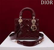 Colestore Dior Small Lady Dior My ABC Dior Bag Burgundy Patent Cannage Calfskin 20x16x8cm - 1