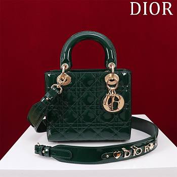Colestore Dior Small Lady Dior My ABC Dior Bag Green Patent Cannage Calfskin 20x16x8cm