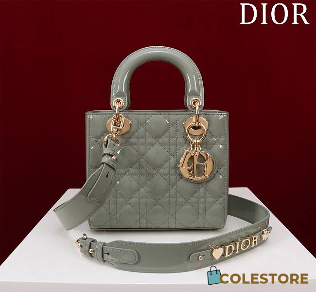 Colestore Dior Small Lady Dior My ABCDior Bag Ethereal Green Patent Cannage Calfskin 20x16x8cm - 1