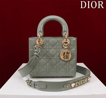 Colestore Dior Small Lady Dior My ABCDior Bag Ethereal Green Patent Cannage Calfskin 20x16x8cm