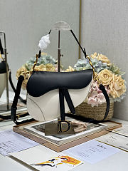 Colestore Dior Saddle Bag with Strap Two-Tone Latte and Black Supple Calfskin 25.5 x 20 x 6.5 cm - 2