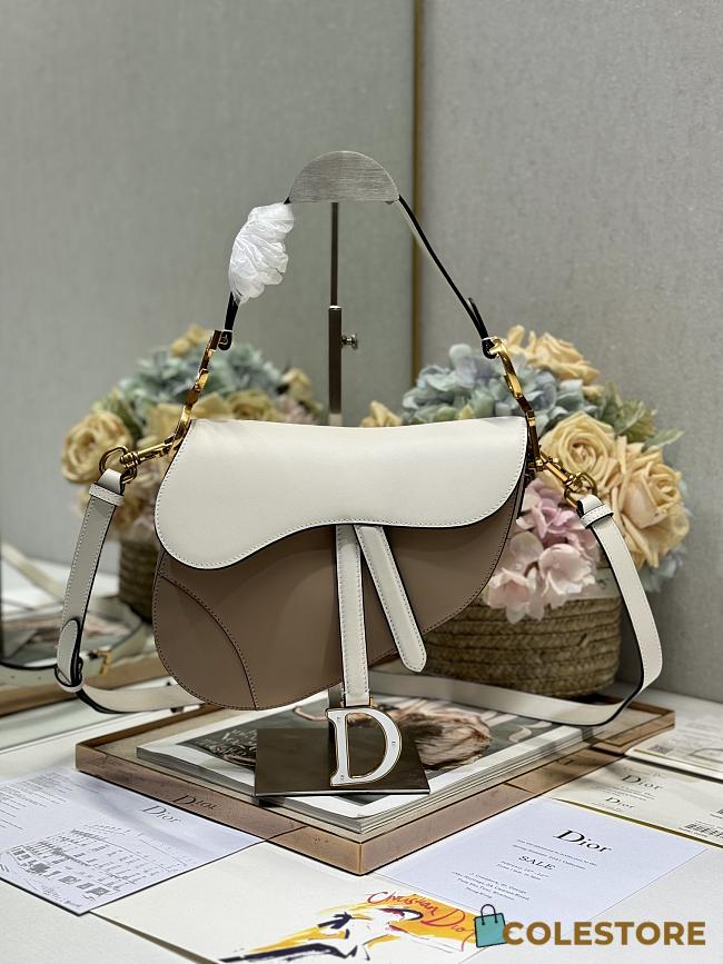 Colestore Dior Saddle Bag with Strap Two-Tone Latte and Trench Beige Supple Calfskin 25.5 x 20 x 6.5 cm - 1