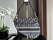 Colestore Dior Saddle Bag Blue Dior Oblique Embroidery 25.5 x 20 x 6.5 cm - 2