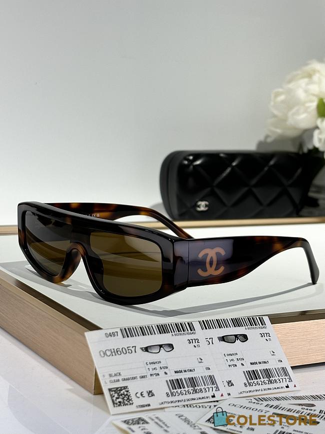 Colestore Chanel Shield Sunglasses Nylon Dark Dark Havana - 1