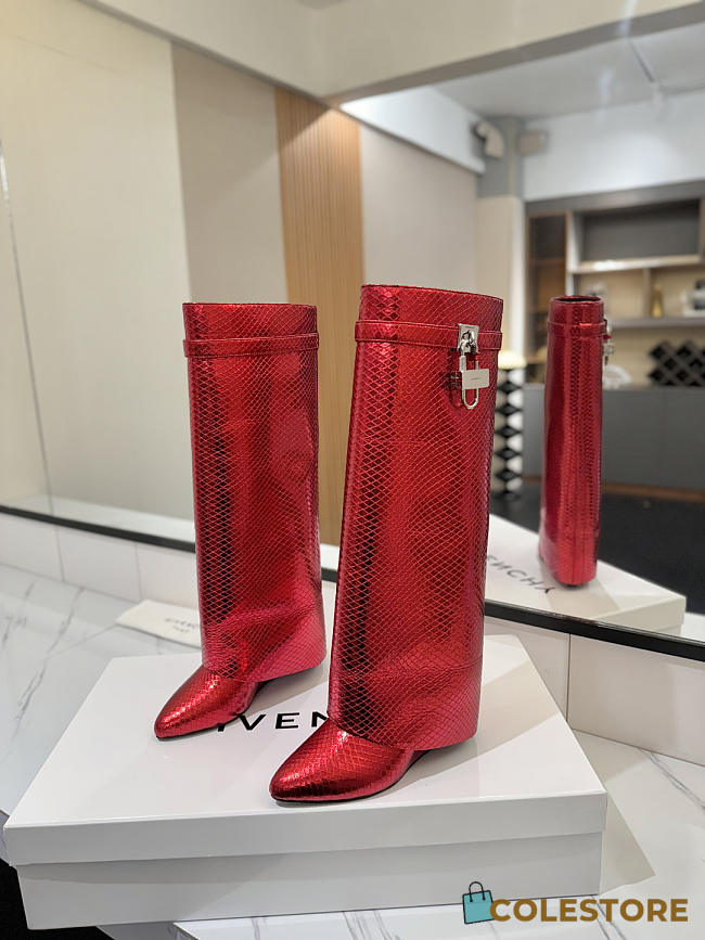 Colestore Givenchy Shark Lock in Python Red Boots - 1