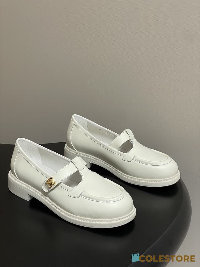 Colestore Chanel Moccasins Shoes Calfskin White - 1