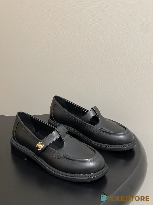 Colestore Chanel Moccasins Shoes Calfskin Black - 1