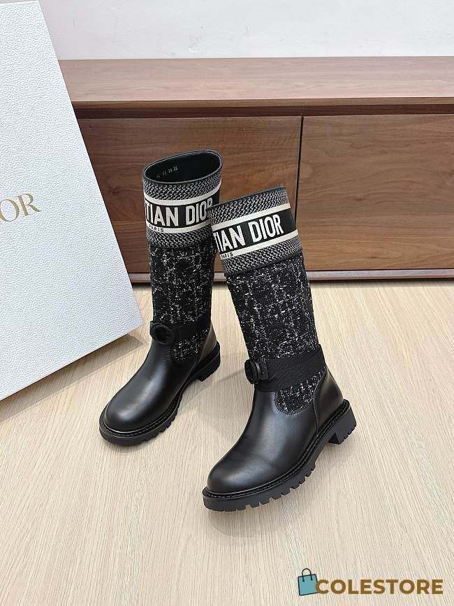 Colestore Dior D-Major Boot Black and White Cannage Tweed and Black Calfskin - 1