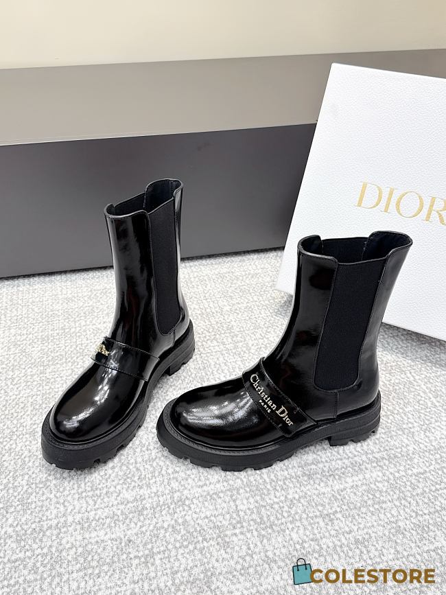 Colestore Dior D-Quest Ankle Boot Black Patent Calfskin  - 1