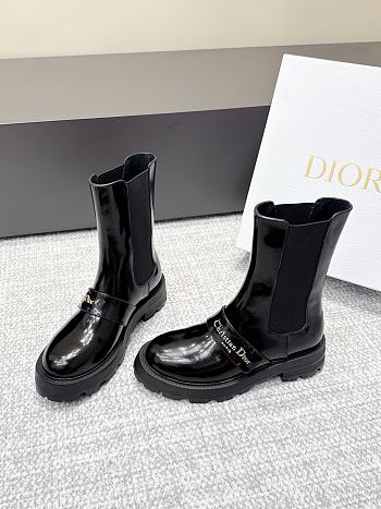 Colestore Dior D-Quest Ankle Boot Black Patent Calfskin 