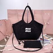 Colestore Miu Miu Ivy Cotton Mesh Bag Black 28x26x12.5cm - 1