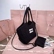 Colestore Miu Miu Ivy Cotton Mesh Bag Black 28x26x12.5cm - 6