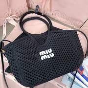 Colestore Miu Miu Ivy Cotton Mesh Bag Black 28x26x12.5cm - 3