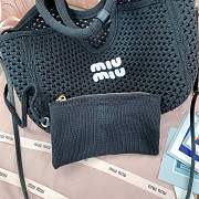 Colestore Miu Miu Ivy Cotton Mesh Bag Black 28x26x12.5cm - 2