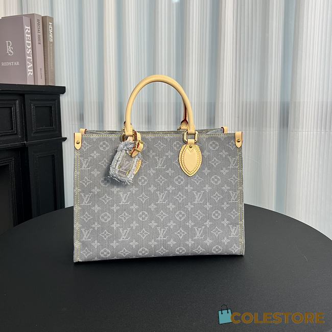 Colestore Louis Vuitton OnTheGo MM Monogram Denim Grey 32×26×15cm - 1