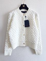 Colestore Louis Vuitton Diamond-Pattern Textured Knit Cardigan in White - 1