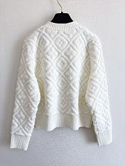 Colestore Louis Vuitton Diamond-Pattern Textured Knit Cardigan in White - 6