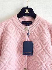 Colestore Louis Vuitton Diamond-Pattern Textured Knit Cardigan in Pink - 3