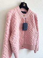 Colestore Louis Vuitton Diamond-Pattern Textured Knit Cardigan in Pink - 2