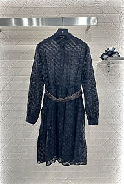 Colestore Louis Vuitton Monogram Sheer Long-Sleeve Shirt Dress in Black - 1